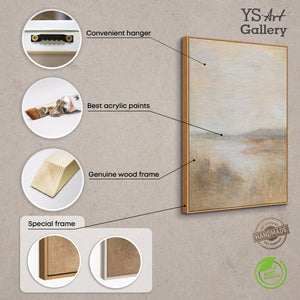 Tableau moderne encadré « Matin brumeux » – peinture acrylique texturée sur toile