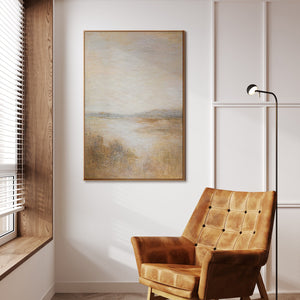 Tableau moderne encadré « Matin brumeux » – peinture acrylique texturée sur toile