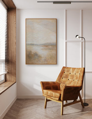 Tableau moderne encadré « Matin brumeux » – peinture acrylique texturée sur toile