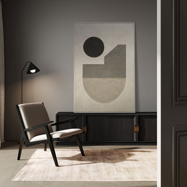 Tableau géométrique « Le silence de la géométrie » – Peinture acrylique minimaliste peinte à la main