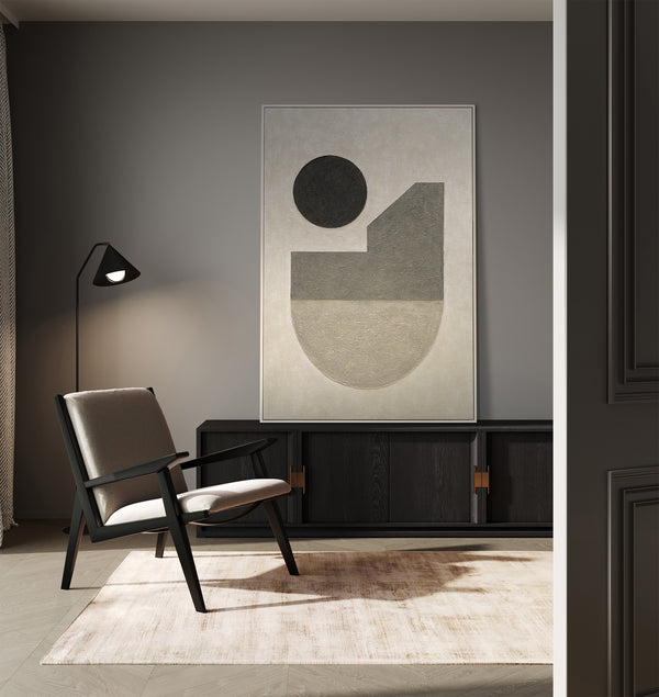 Tableau géométrique « Le silence de la géométrie » – Peinture acrylique minimaliste peinte à la main