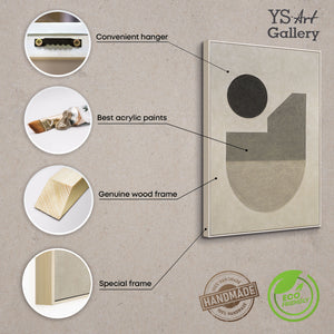 Tableau géométrique « Le silence de la géométrie » – Peinture acrylique minimaliste peinte à la main