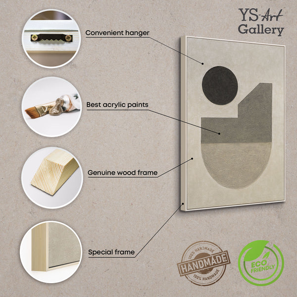 Tableau géométrique « Le silence de la géométrie » – Peinture acrylique minimaliste peinte à la main