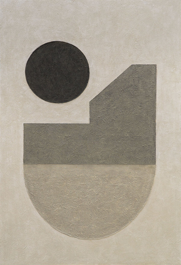 Tableau géométrique « Le silence de la géométrie » – Peinture acrylique minimaliste peinte à la main