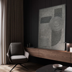 Toile abstraite « Accord gris » – Décoration murale moderne pour salon