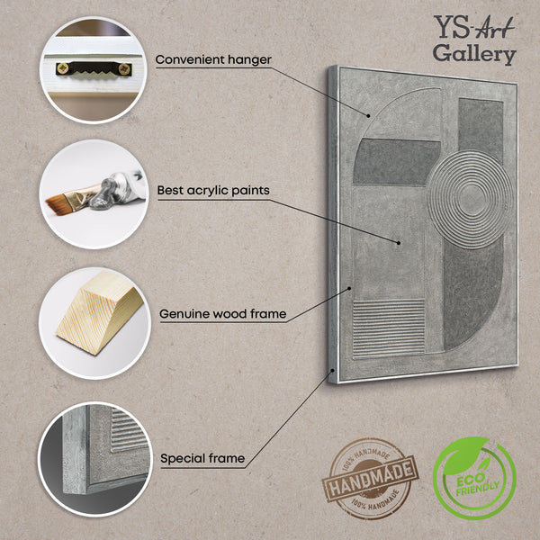 Toile abstraite « Accord gris » – Décoration murale moderne pour salon