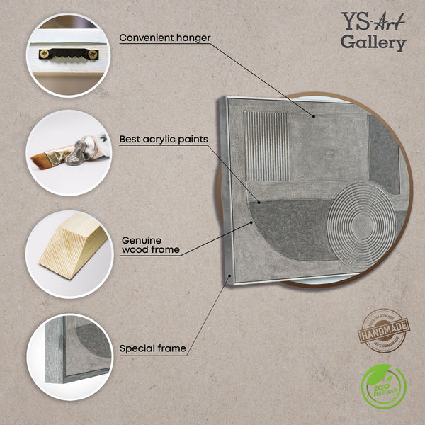 Tableaux modernes encadrés, une toile apaisante intitulée « Grey Chord »