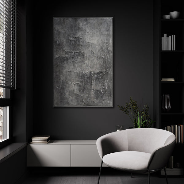 Impression sur toile encadrée « Souvenir de la pierre » – Peinture acrylique texturée effet béton