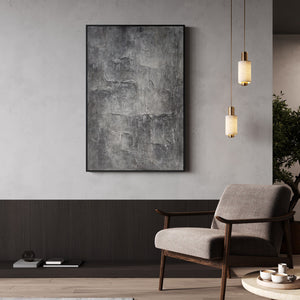 Impression sur toile encadrée « Souvenir de la pierre » – Peinture acrylique texturée effet béton