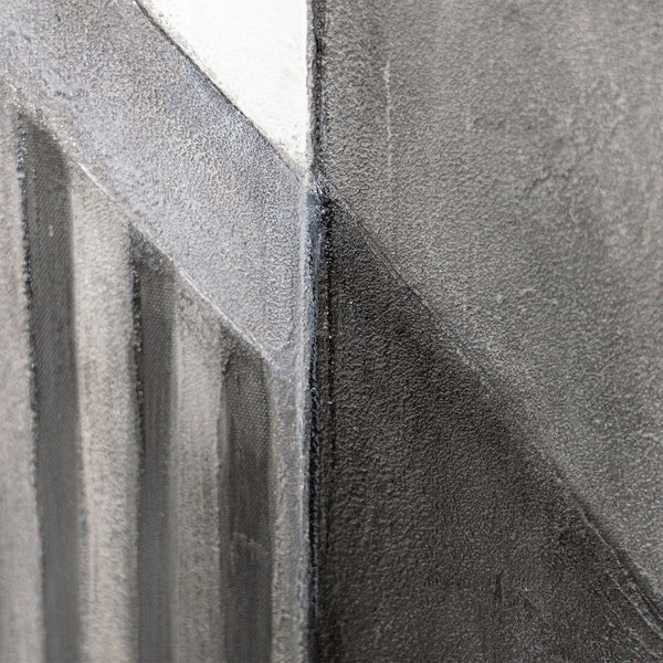 Tableau abstrait encadré « Paysages urbains » – Peinture acrylique moderne en gris et noir