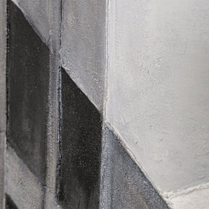 Tableau abstrait encadré « Paysages urbains » – Peinture acrylique moderne en gris et noir