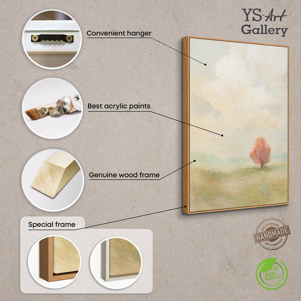 Tableau sur toile peint à la main « Étendue chaleureuse » – Art abstrait moderne avec cadre