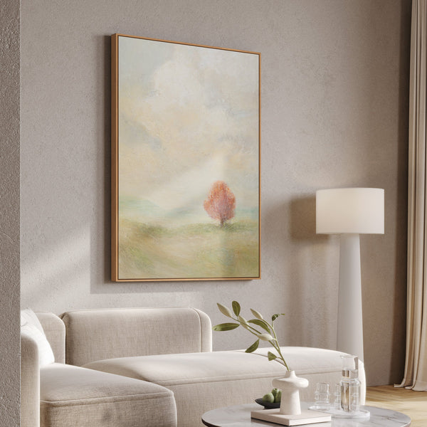 Tableau sur toile peint à la main « Étendue chaleureuse » – Art abstrait moderne avec cadre