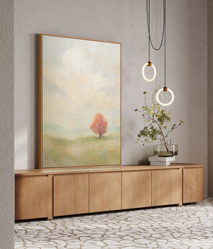 Tableau sur toile peint à la main « Étendue chaleureuse » – Art abstrait moderne avec cadre