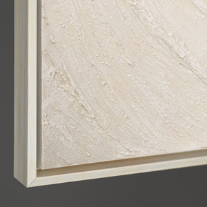 Décoration murale minimaliste – Peinture acrylique texturée beige avec cadre « Échos du temps »