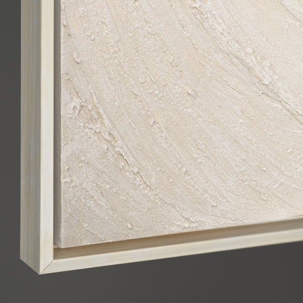 Décoration murale minimaliste – Peinture acrylique texturée beige avec cadre « Échos du temps »