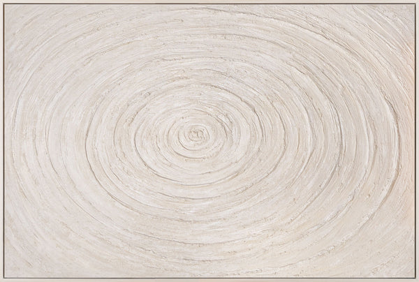 Décoration murale minimaliste – Peinture acrylique texturée beige avec cadre « Échos du temps »