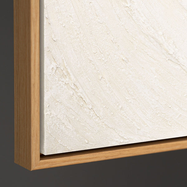 Décoration murale minimaliste – Peinture acrylique texturée beige avec cadre « Échos du temps »