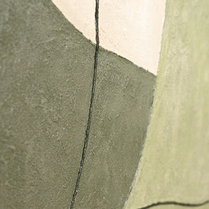 Handgemalte Acrylkunst – Modernes Wandgemälde in Grün & Beige „Das Flüstern der Täler“