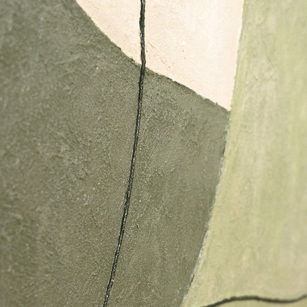 Handgemalte Acrylkunst – Modernes Wandgemälde in Grün & Beige „Das Flüstern der Täler“