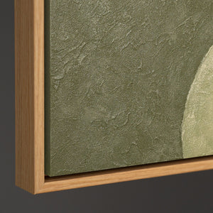 Handgemalte Acrylkunst – Modernes Wandgemälde in Grün & Beige „Das Flüstern der Täler“