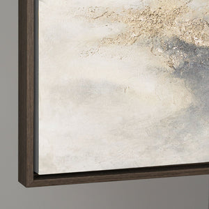 Abstraktes Gemälde Beige Grau – Struktur Leinwandbild mit Rahmen „Wolkenmelodie“