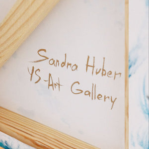 Tableau peint à la main aux couleurs de l'océan – Œuvre acrylique expressive encadrée « Lueur des vagues »