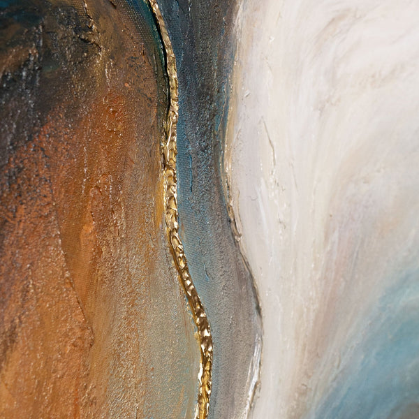 Modernes Gemälde Naturtöne – Handgemaltes Bild mit Rahmen „Vergehen der Zeit“