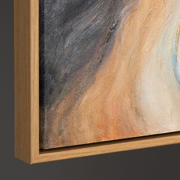 Modernes Gemälde Naturtöne – Handgemaltes Bild mit Rahmen „Vergehen der Zeit“