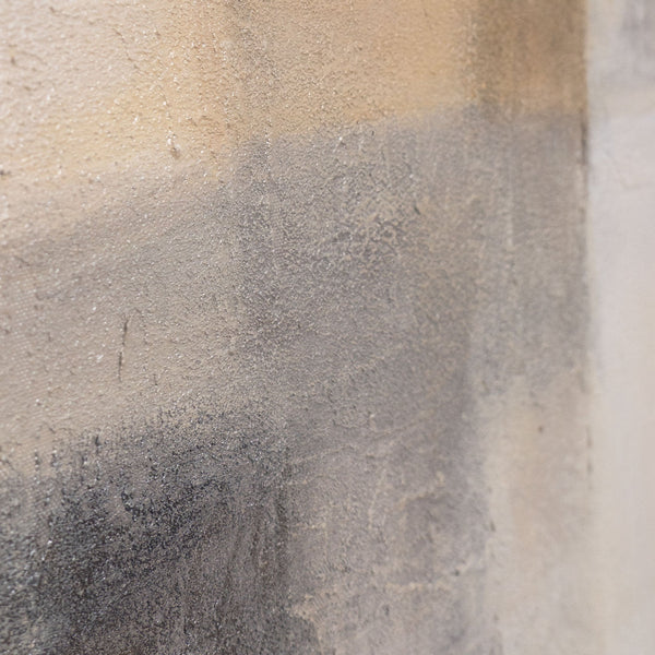 Abstraktes Kunstbild mit weichem Farbverlauf in Beige, Grau und Creme