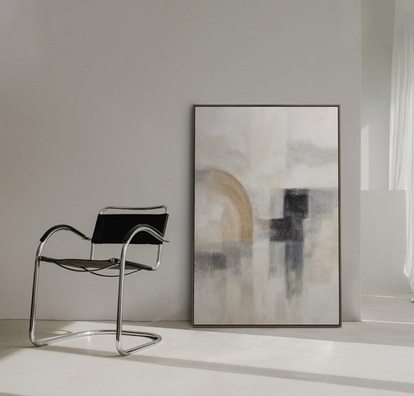 Tableau peint à la main « Lumière fantomatique » – Peinture moderne texturée avec cadre