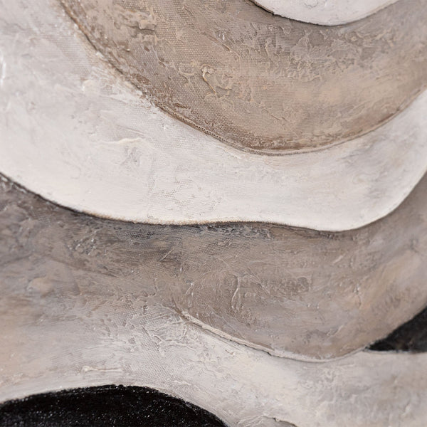 Abstrakte Leinwandkunst mit sanfter Wellenstruktur in Creme