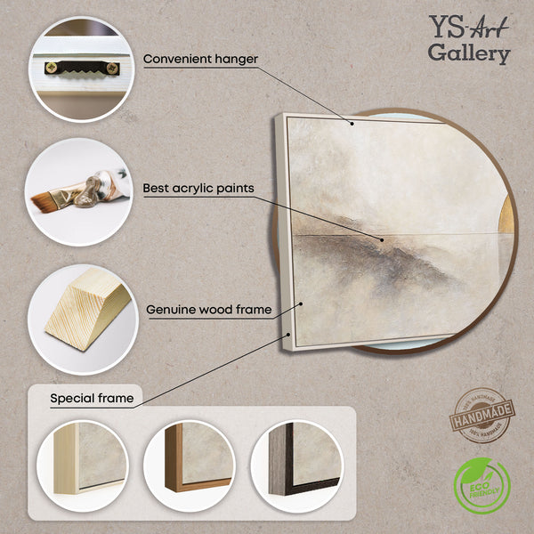 Peinture acrylique peinte à la main sur toile « Ligne d'horizon » – Décoration murale moderne pour salon