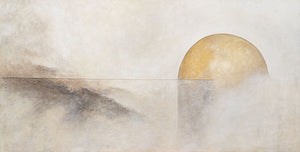 Peinture acrylique peinte à la main sur toile « Ligne d'horizon » – Décoration murale moderne pour salon