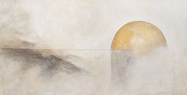 Peinture acrylique peinte à la main sur toile « Ligne d'horizon » – Décoration murale moderne pour salon