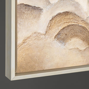 Peinture moderne aux tons naturels – Tableau encadré peint à la main « Horizon Layers »