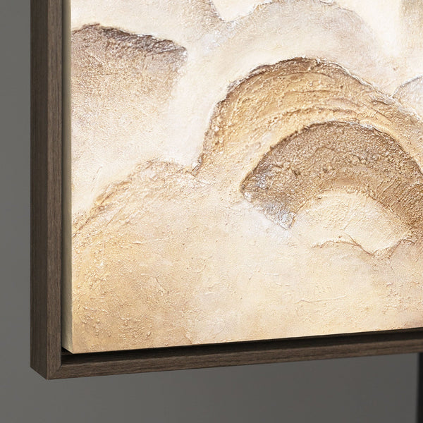 Peinture moderne aux tons naturels – Tableau encadré peint à la main « Horizon Layers »