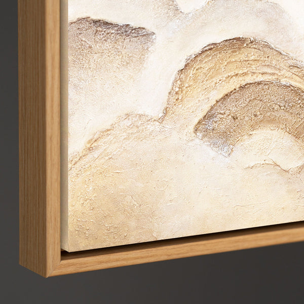 Peinture moderne aux tons naturels – Tableau encadré peint à la main « Horizon Layers »