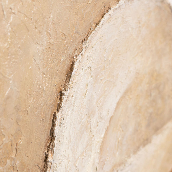 Peinture acrylique abstraite beige, peinte à la main et encadrée – Art mural moderne « Espace des formes »