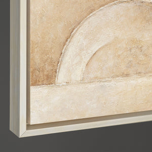 Peinture acrylique abstraite beige, peinte à la main et encadrée – Art mural moderne « Espace des formes »