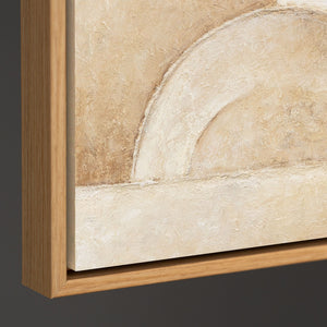 Peinture acrylique abstraite beige, peinte à la main et encadrée – Art mural moderne « Espace des formes »