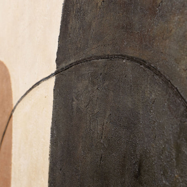 Tableau moderne beige et gris avec cadre – Art abstrait « Équilibre des contrastes »