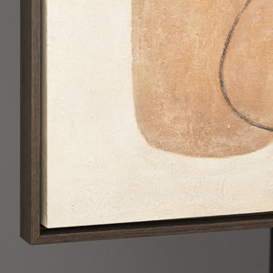 Tableau moderne beige et gris avec cadre – Art abstrait « Équilibre des contrastes »