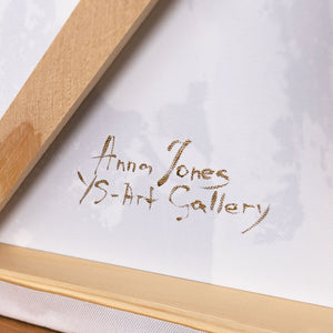 Peinture acrylique abstraite géométrique avec cadre – Art mural peint à la main « Harmonie des courbes »