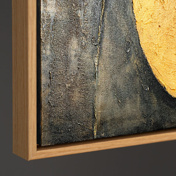 Peinture acrylique abstraite géométrique avec cadre – Art mural peint à la main « Harmonie des courbes »