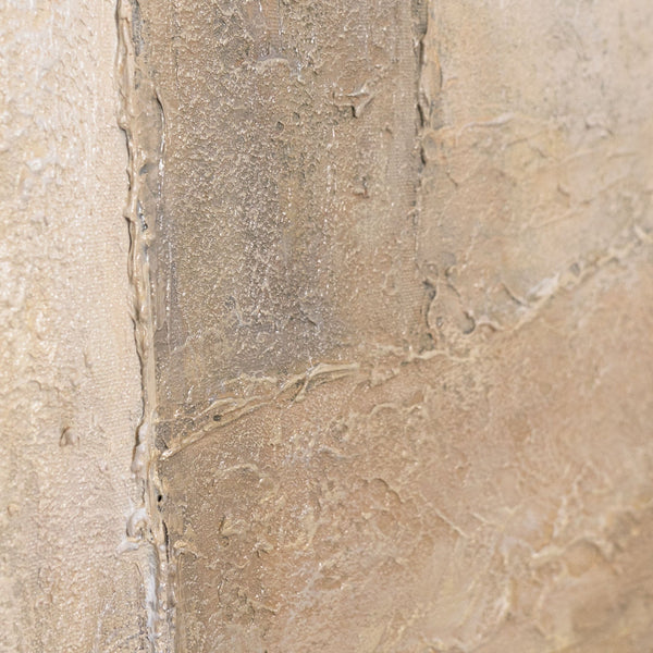 Peinture acrylique abstraite sur toile, dans les tons beige-gris « Verticales du temps »