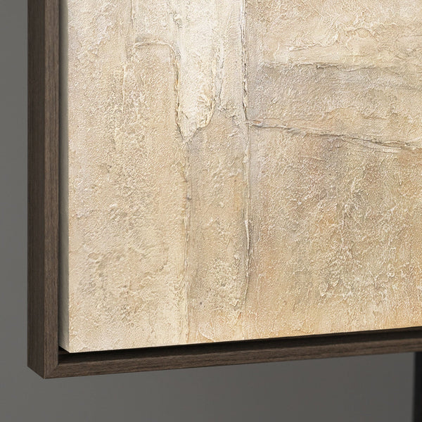 Peinture acrylique abstraite sur toile, dans les tons beige-gris « Verticales du temps »