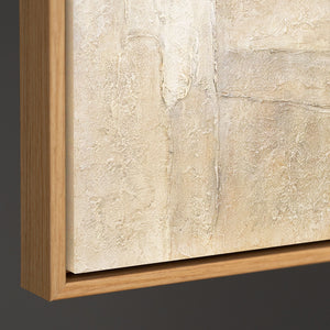 Peinture acrylique abstraite sur toile, dans les tons beige-gris « Verticales du temps »