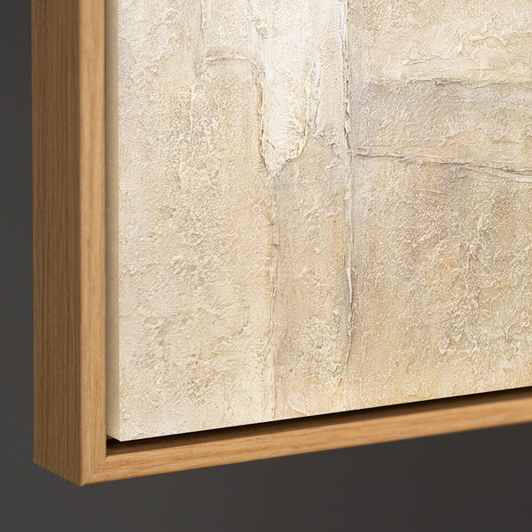 Peinture acrylique abstraite sur toile, dans les tons beige-gris « Verticales du temps »