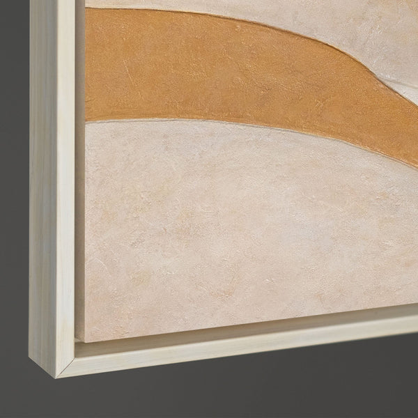 Peinture acrylique abstraite aux tons naturels chauds - Tableau moderne encadré « Flux de chaleur »